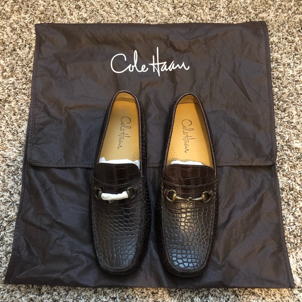 Cole Haan brown croc print driving loafers